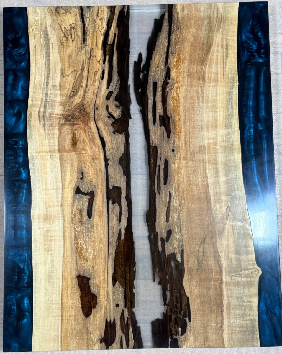 Spalted Wood Table with Blue Epoxy