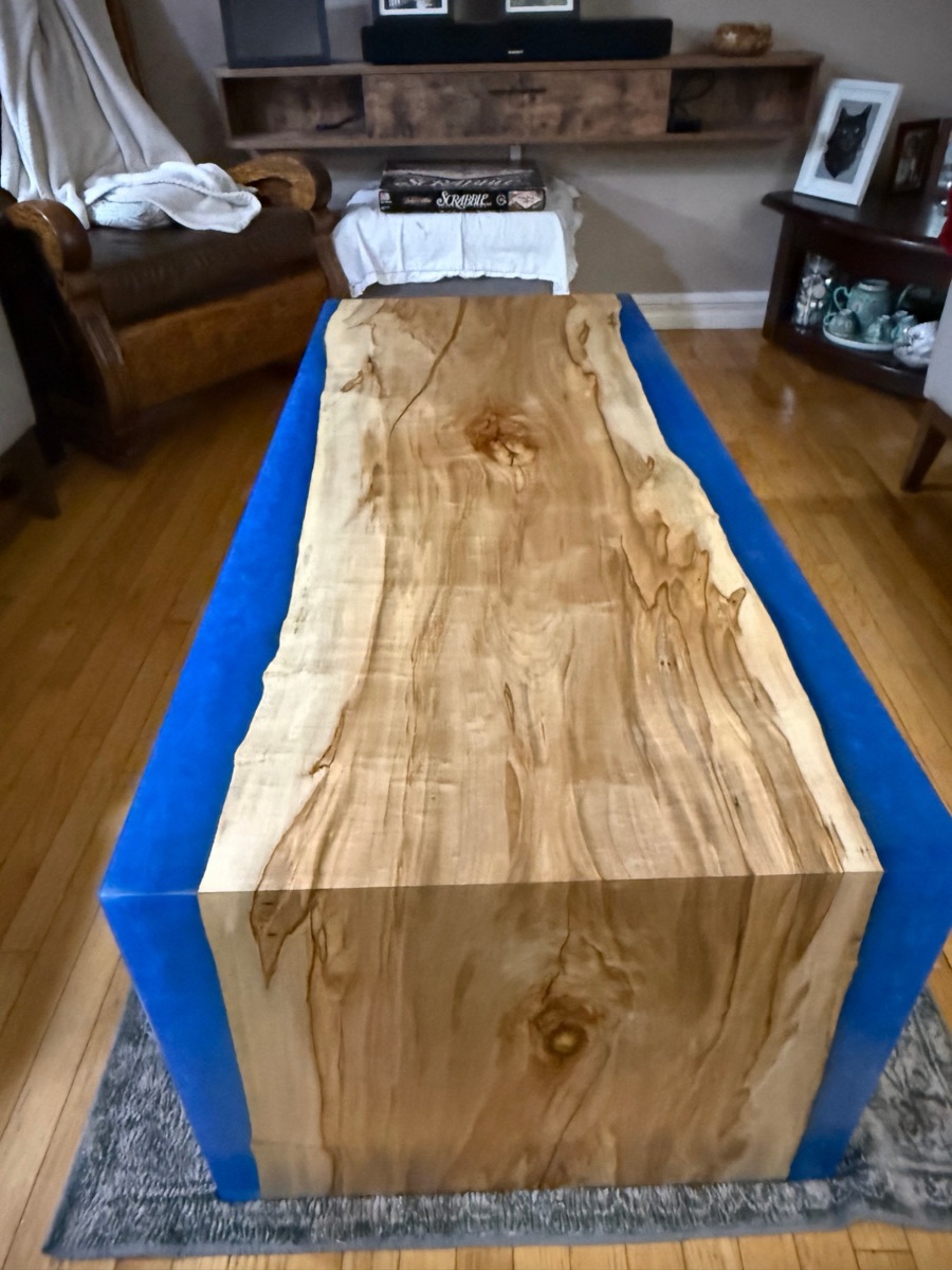 Blue Epoxy Waterfall Coffee Table